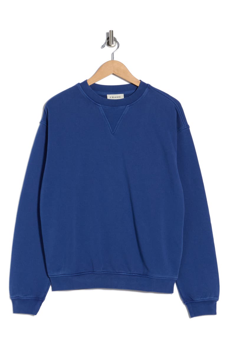 FRAME Washed Cotton Fleece Sweatshirt, Main, color, Reflex Blue Washed