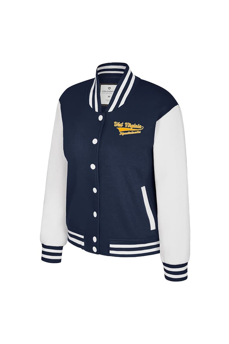 Women's Colosseum Navy West Virginia Mountaineers French Baguette Full Snap Fleece Jacket, Alternate, color, Navy