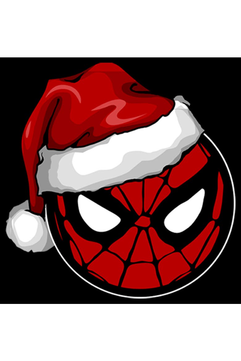 Boy's Marvel Spider-Man Christmas Spider-Man Santa Hat  Graphic T-Shirt, Alternate, color, Black
