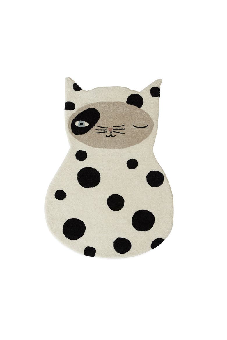 Zorro Cat Rug, Main, color, Offwhite / Anthracite