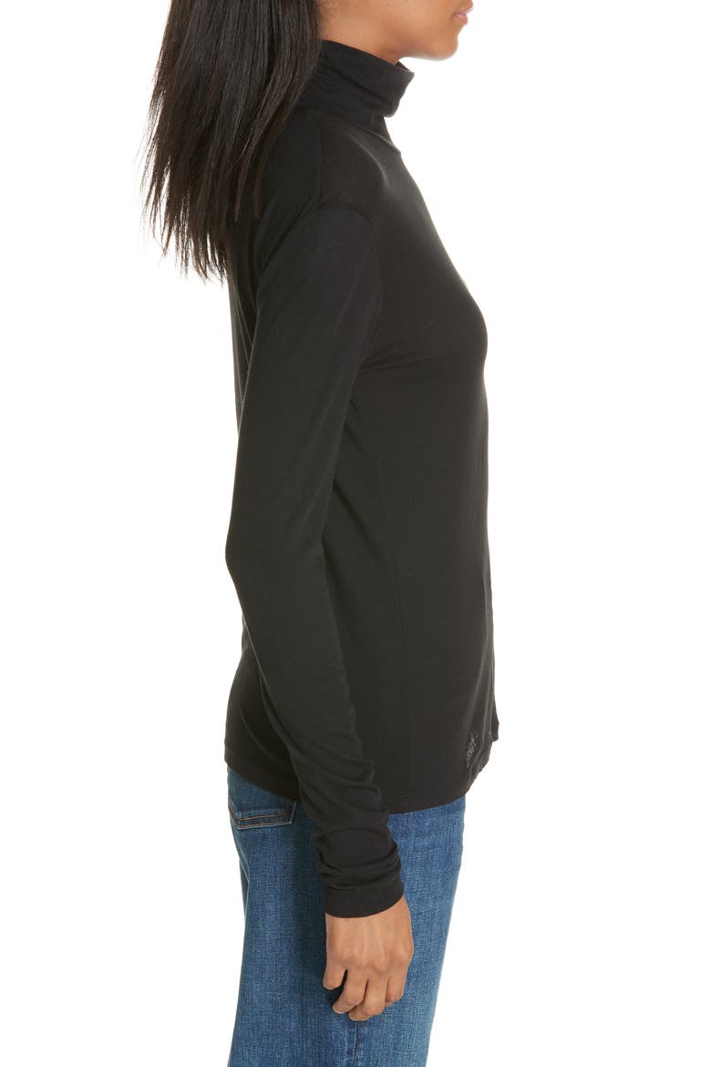 Pima Cotton Turtleneck, Alternate, color, BLACK