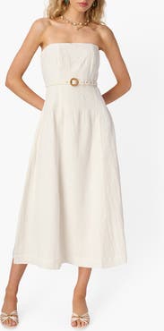 CAMI NYC Yena Strapless Linen Dress