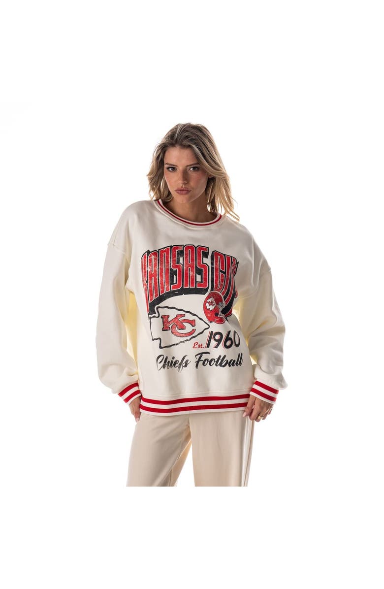 THE WILD COLLECTIVE Women's The Wild Collective Cream Kansas City Chiefs Oversized Vintage French Terry Sweatshirt, Alternate, color, Cream
