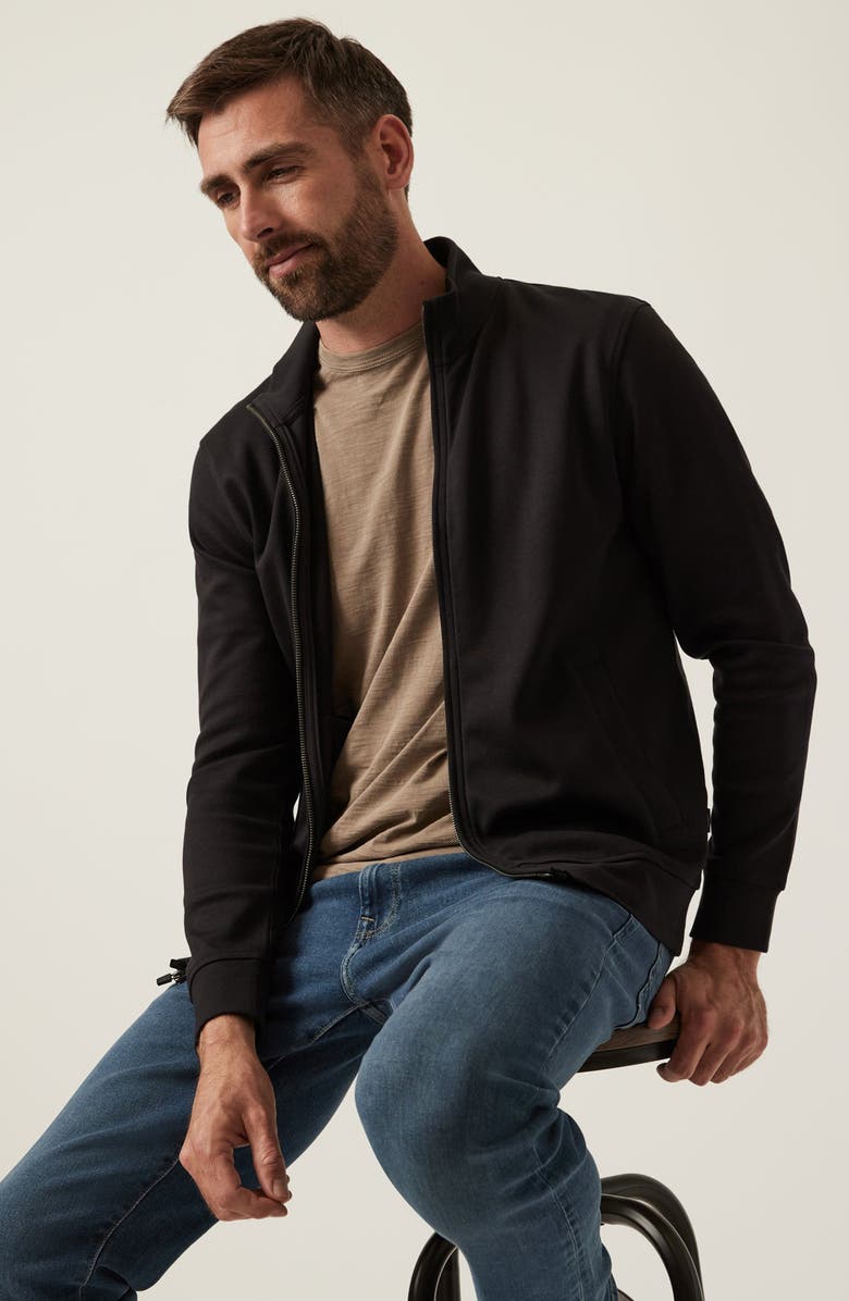 34 Heritage Mock Neck PIma Cotton Zip Jacket, Alternate, color, Black