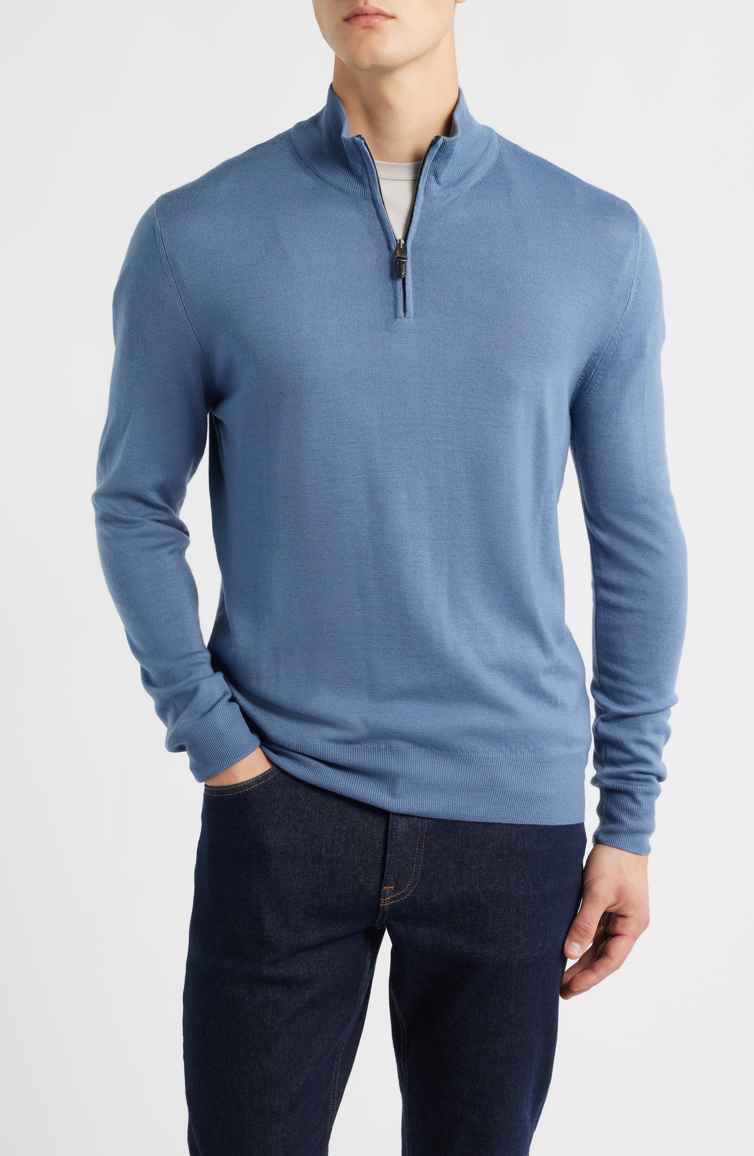 Canali Quarter Zip Wool Blend Sweater