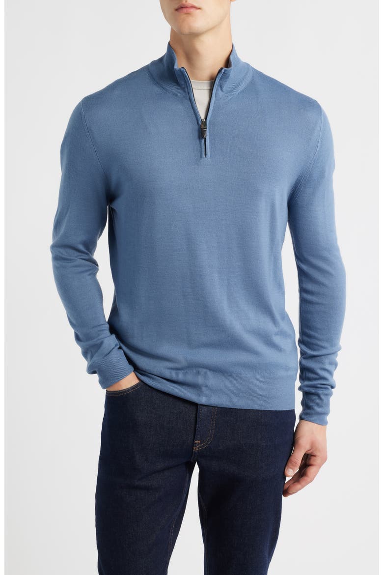 Quarter Zip Wool Blend Sweater, Main, color, BLUE