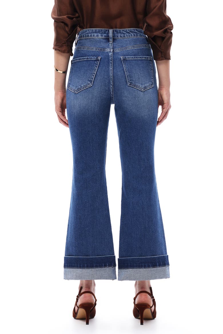 Cuffed High Waist Ankle Flare Jeans, Alternate, color, MEDIUM BLUE