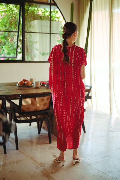 Pink Haley Madella Hand Dyed Kaftan Dress In Red