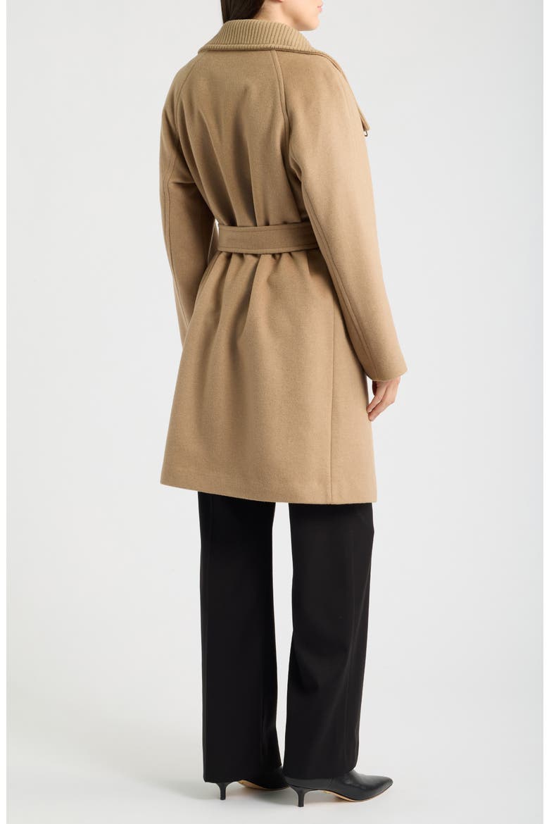 Wool Blend Wrap Coat with Rib Wing Collar, Alternate, color, CAMEL