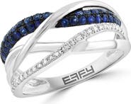 EFFY Sterling Silver Blue Sapphire & Diamond Multi Band Ring