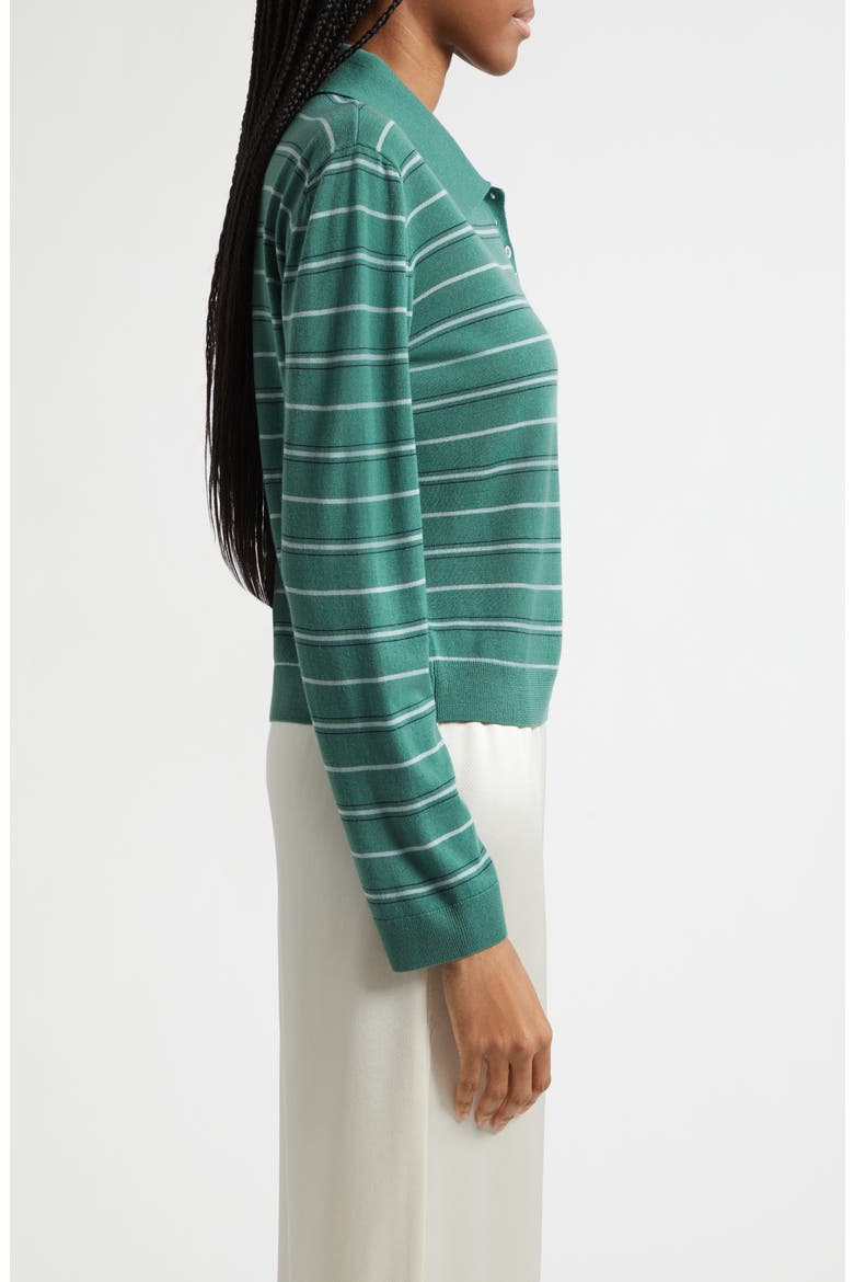 James Stripe Merino Wool Polo, Alternate, color, BASIL STRIPE