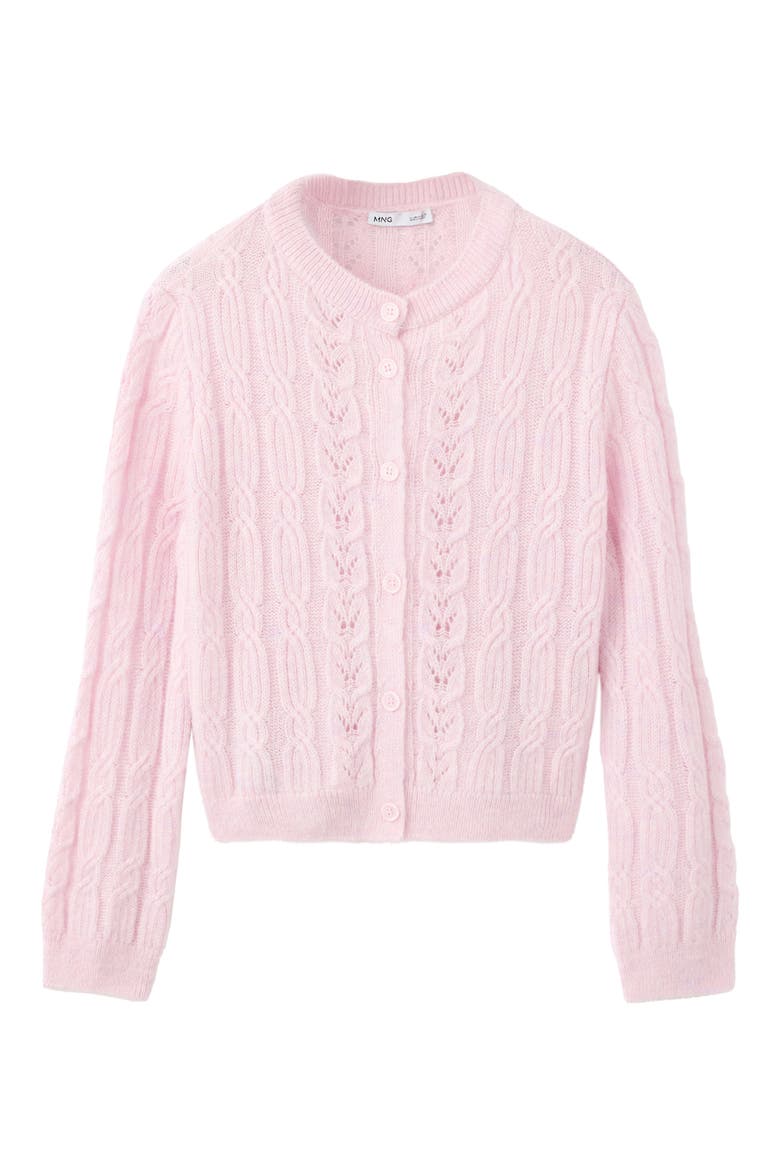 Cable Knit Cardigan, Alternate, color, PASTEL PINK