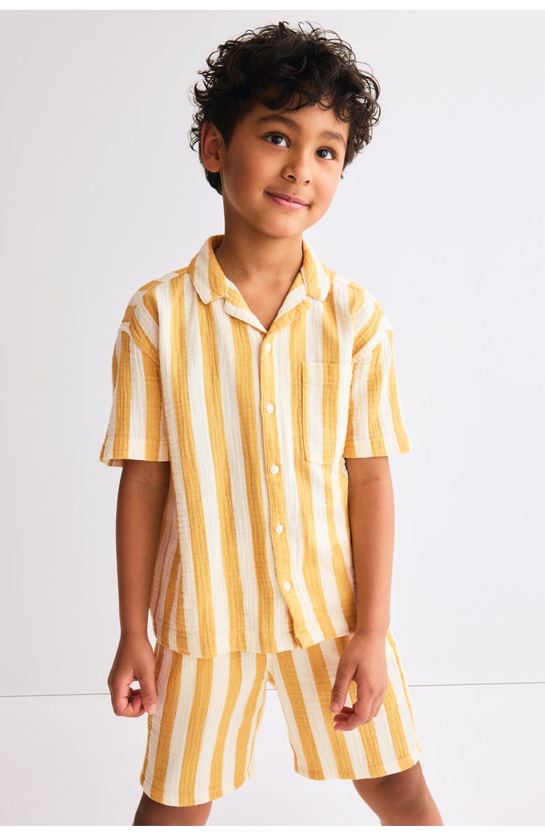 H&M 2-piece cotton muslin set, Main, color, White/Yellow Striped