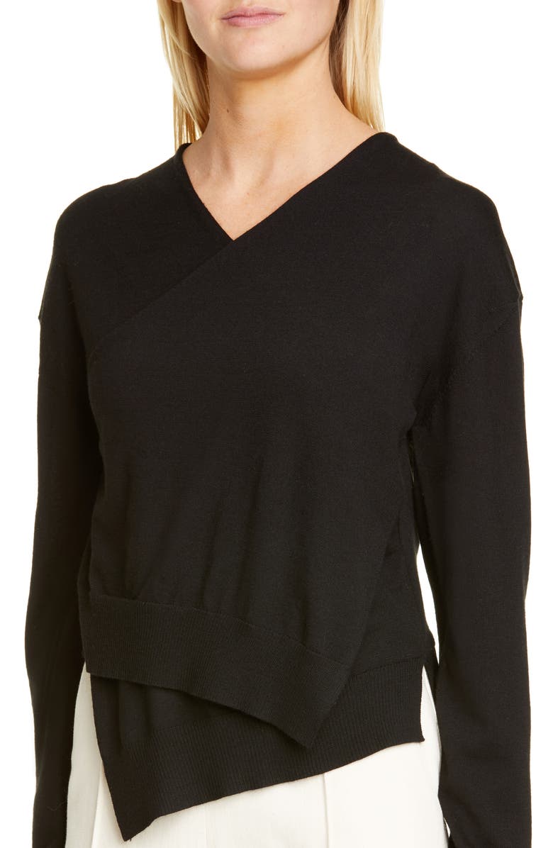 Rosetta Getty Wrap Front Merino Wool Sweater, Alternate, color, 