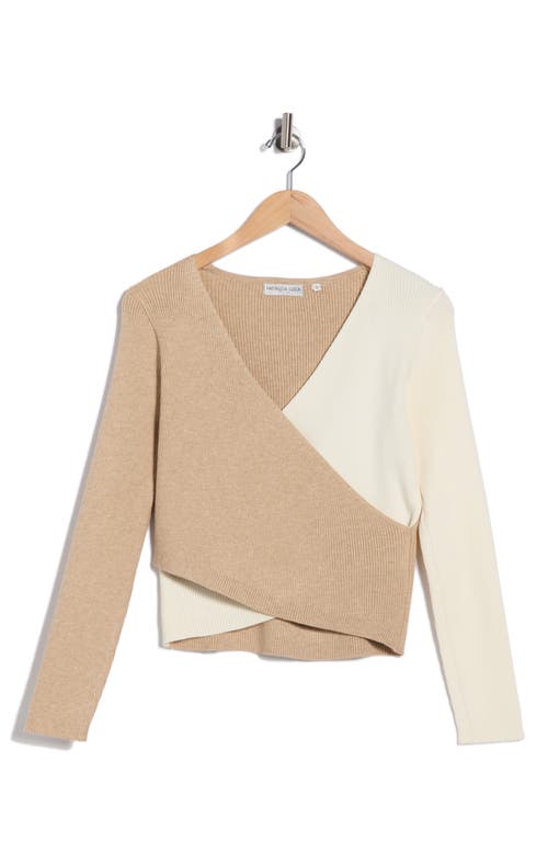 Patrizia Luca Colorblock Faux Wrap Sweater In Animal Print