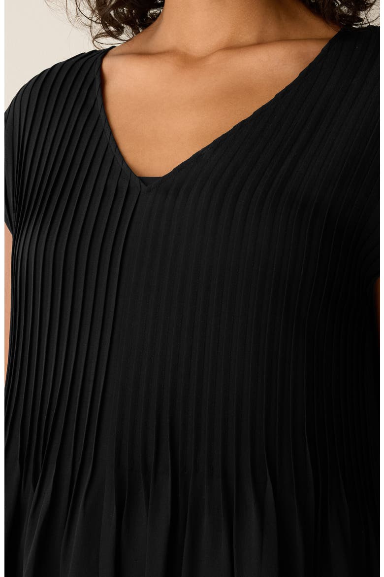 Pintuck Pleat Silk Maxi Dress, Alternate, color, BLACK