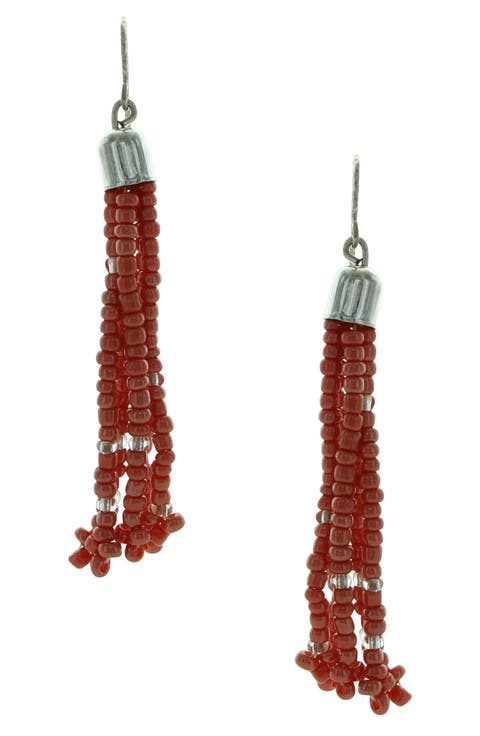 Isla Seed Bead Tassel Drop Earrings