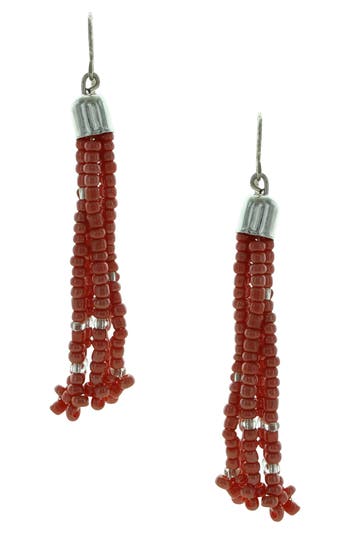 Olivia Welles Isla Seed Bead Tassel Drop Earrings In Brown