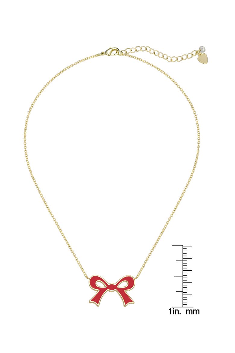 Kids' Flat Bow Pendant Necklace, Alternate, color, RED