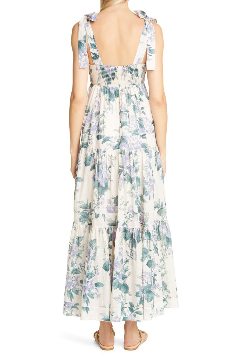 Zimmermann Cassia Floral Print Tie Shoulder Midi Sundress, Alternate, color, 