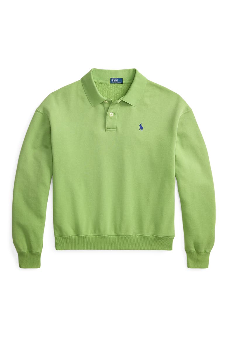 Lightweight Fleece Polo Sweatshirt, Alternate, color, PARAKEET GREEN