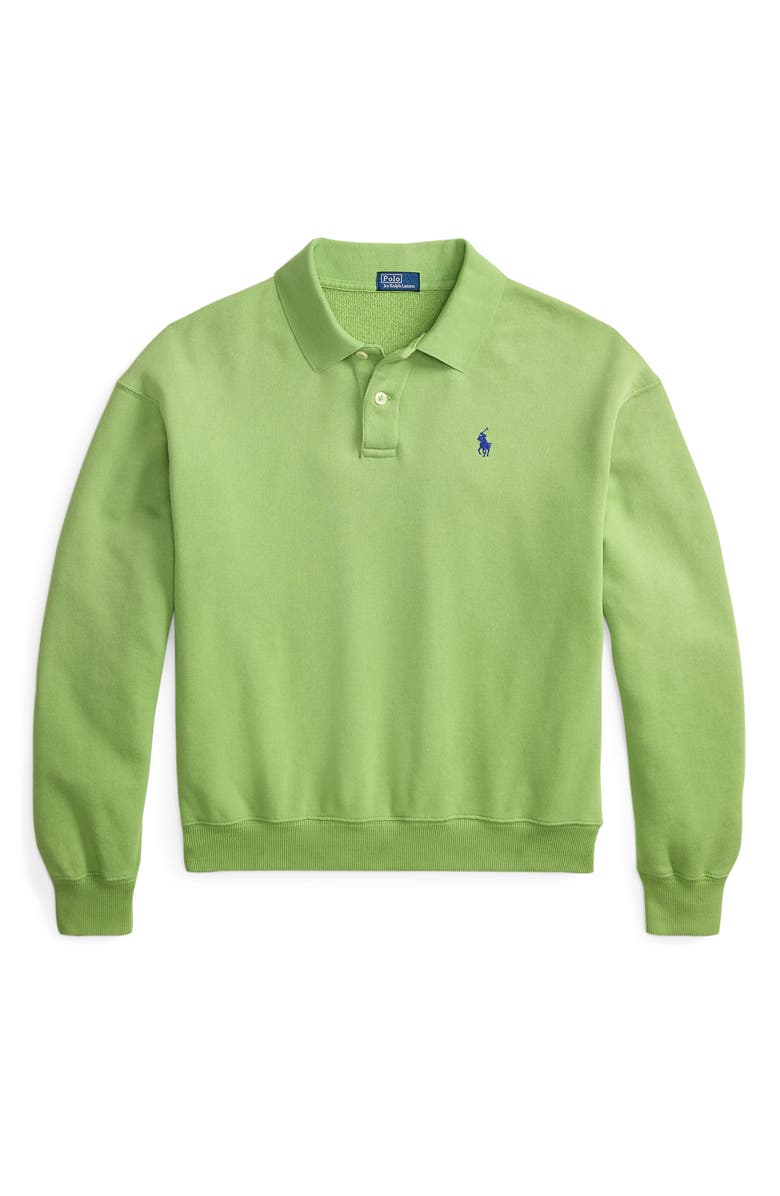 Polo Ralph Lauren Lightweight Fleece Polo Sweatshirt, Alternate, color, Parakeet Green