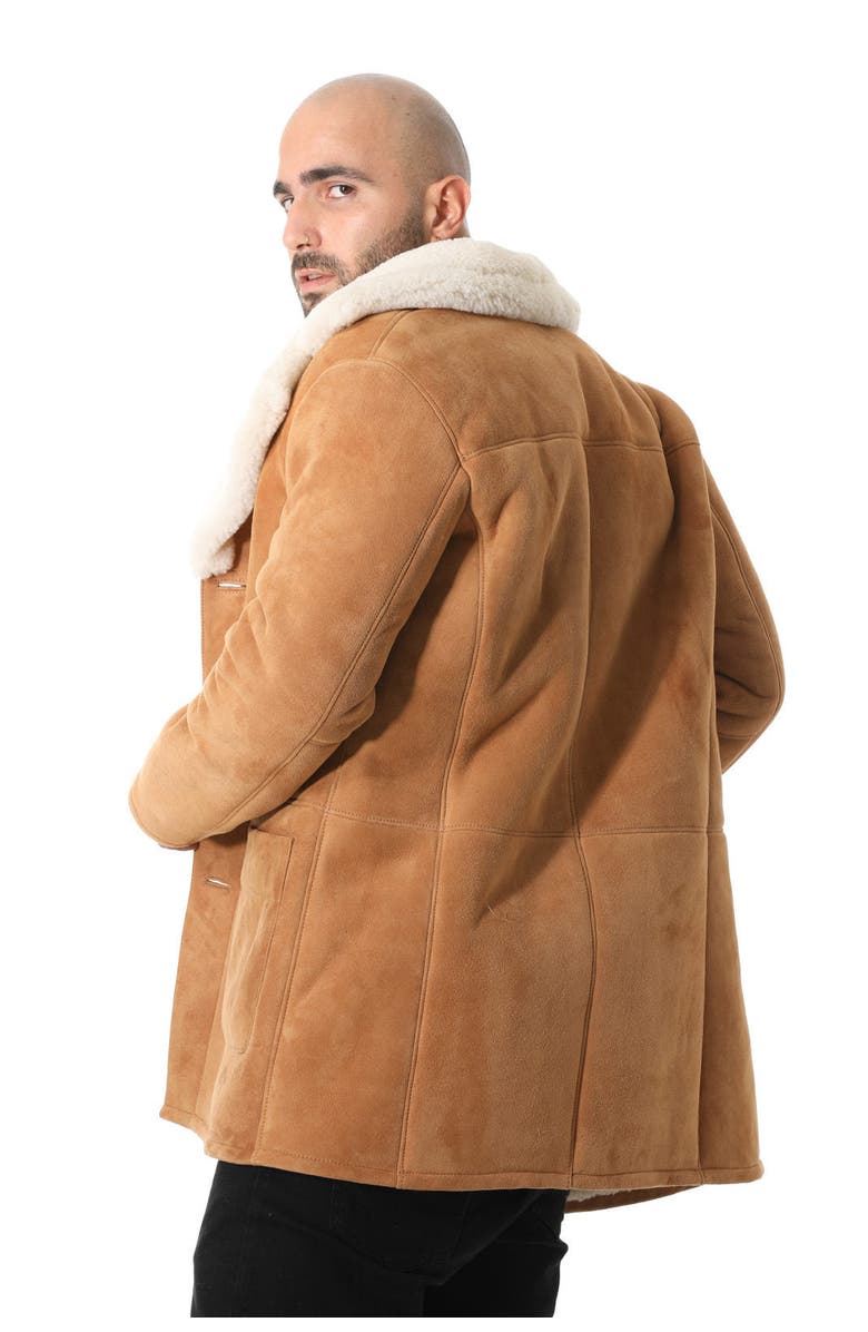 Furniq UK William Suede Shearling Coat, Alternate, color, Whiskey