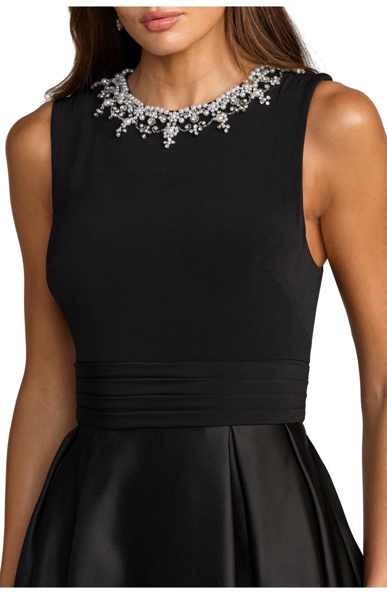 Mac Duggal Embellished High Neck Sleeveless A Line Gown, Alternate, color, Black