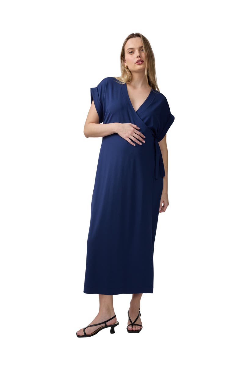 Ingrid & Isabel SS Wrap Knit Dress, Main, color, Navy
