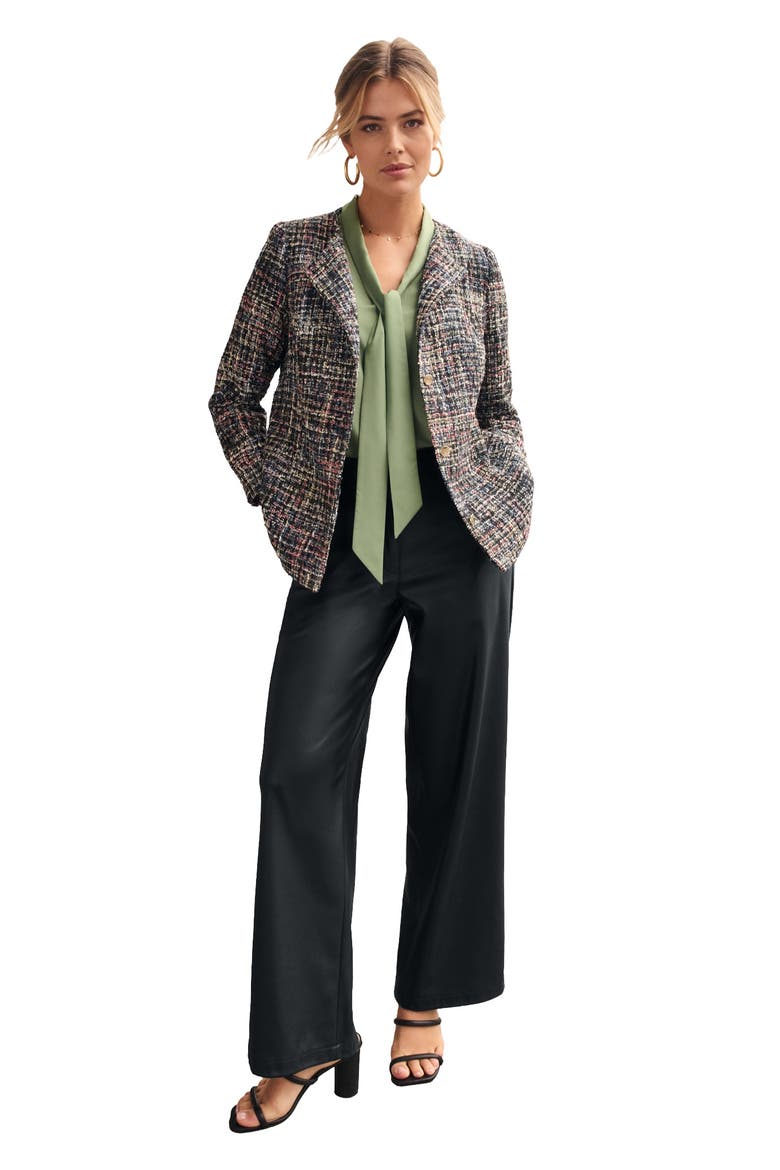 Faux Leather Wide Leg Trouser, Main, color, BLACK
