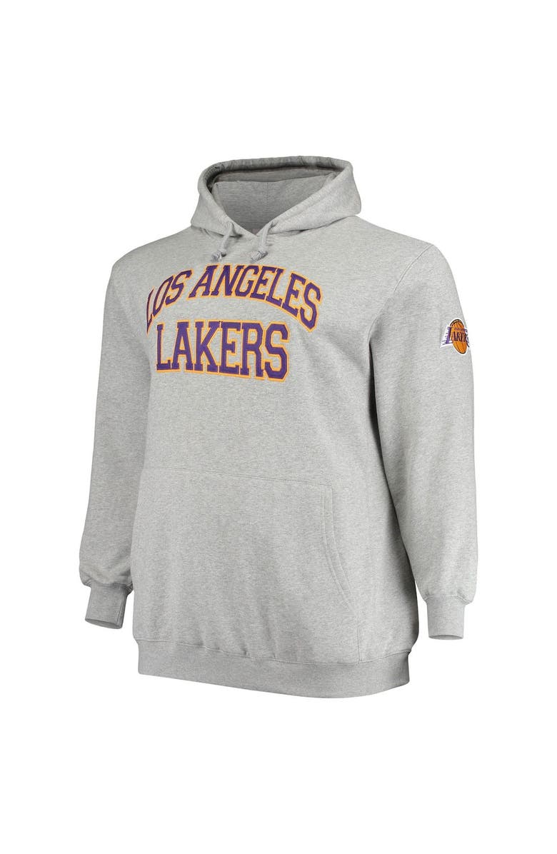 Mitchell & Ness Men's Mitchell & Ness Magic Johnson Heathered Gray Los Angeles Lakers Big & Tall Name & Number Pullover Hoodie, Alternate, color, 