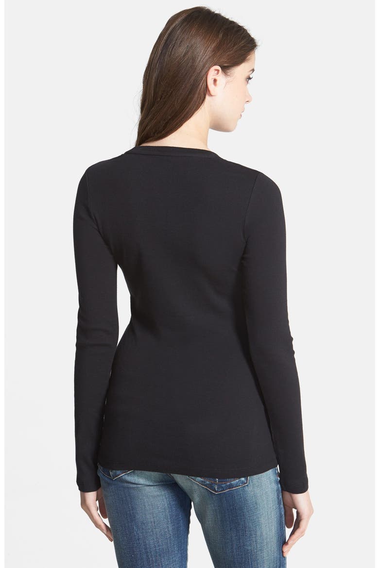 Long Sleeve Crewneck Tee, Alternate, color, BLACK