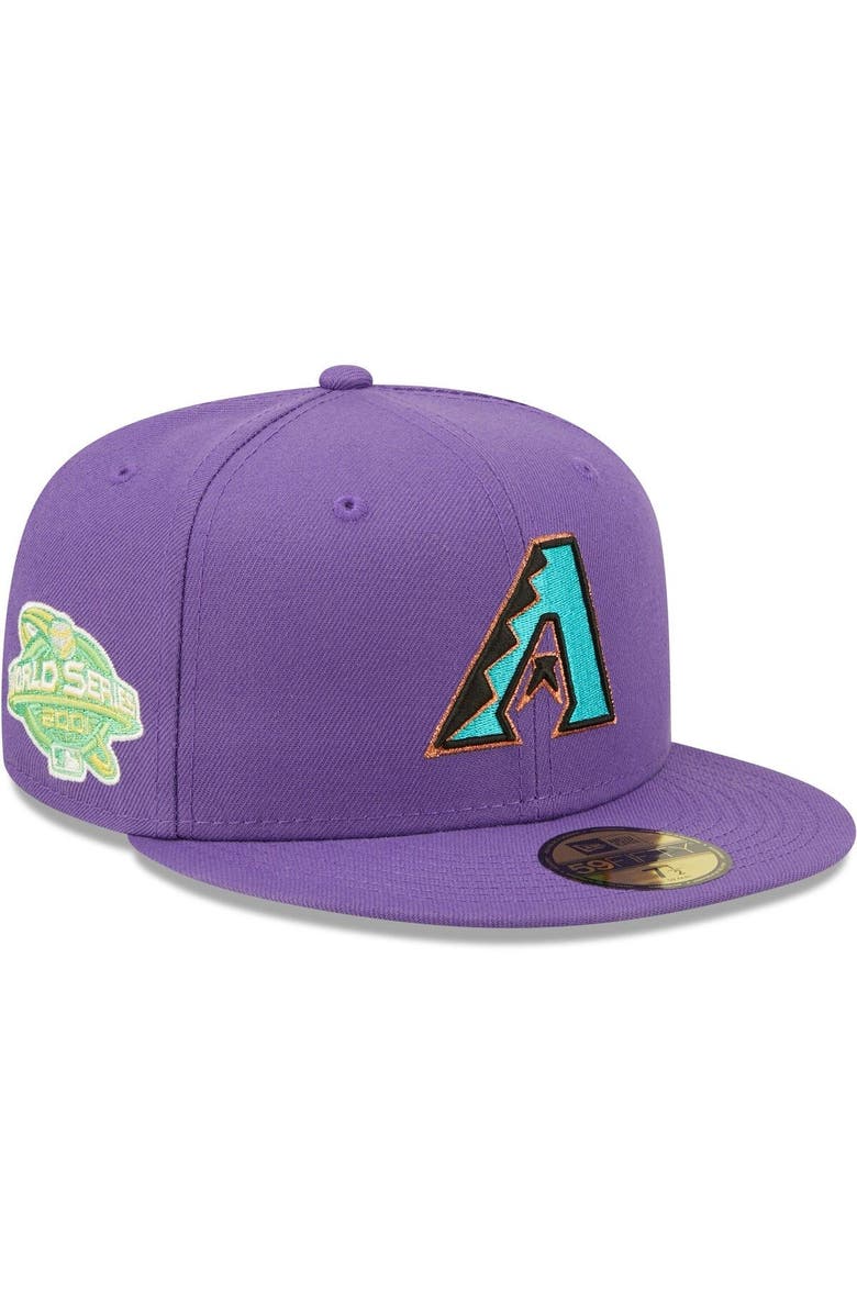 New Era Men's New Era Purple Arizona Diamondbacks 2001 World Series Champions Citrus Pop UV 59FIFTY Fitted Hat, Main, color, 