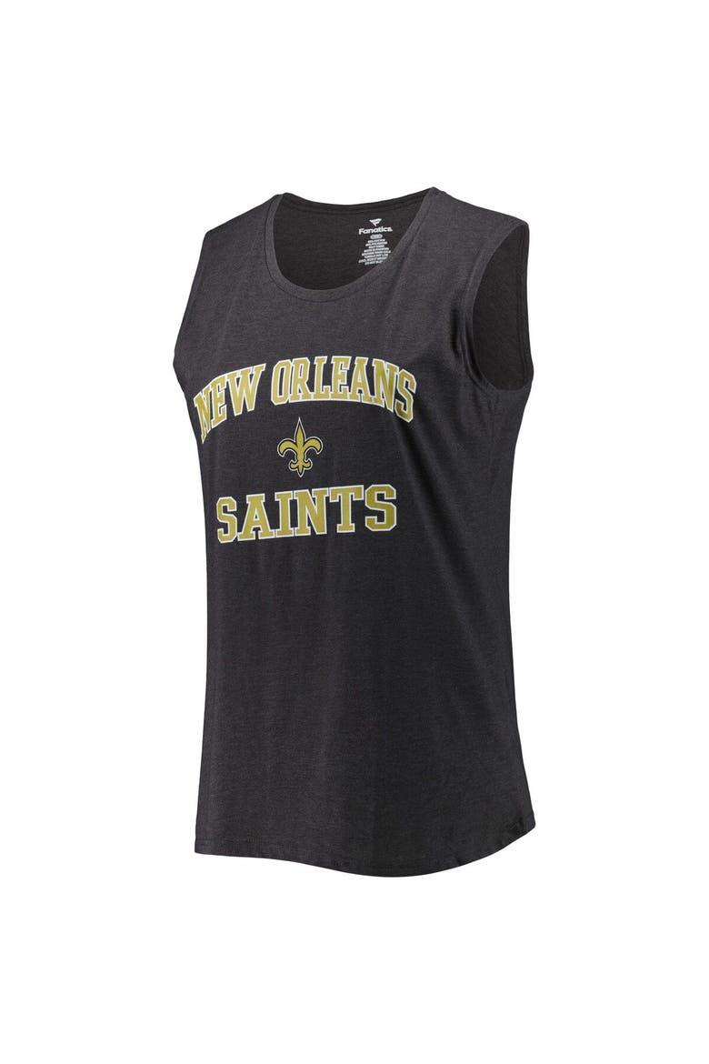 Women's Fanatics Branded Heather Charcoal New Orleans Saints Plus Size Tank Top, Alternate, color, Heather Charcoal