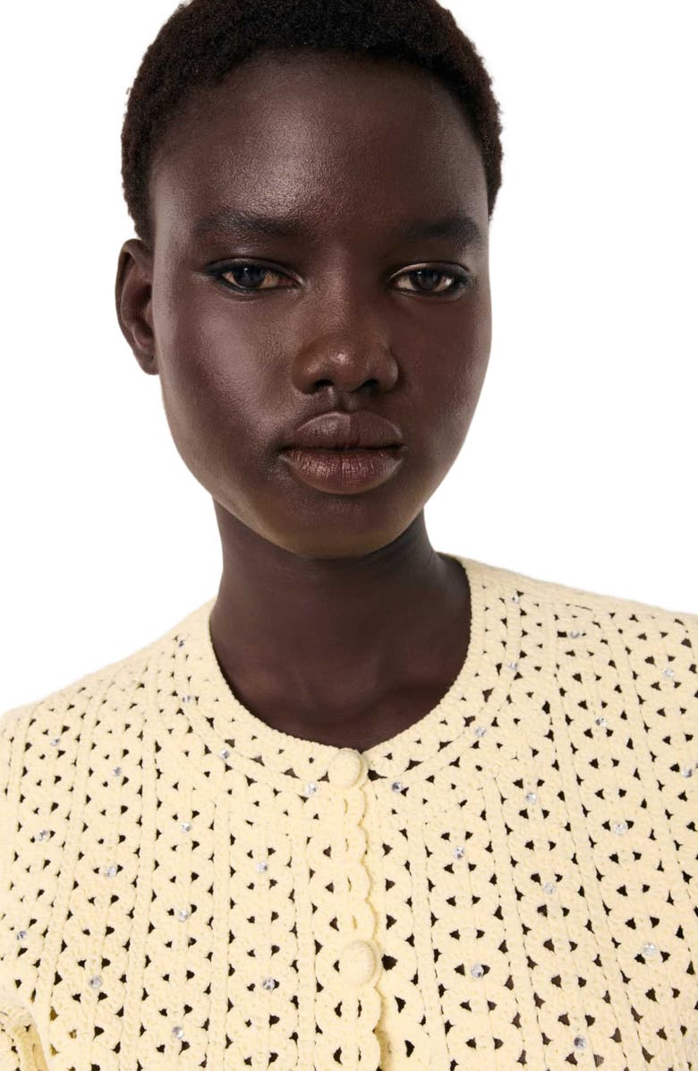 maje Cropped rhinestone crochet cardigan, Alternate, color, 