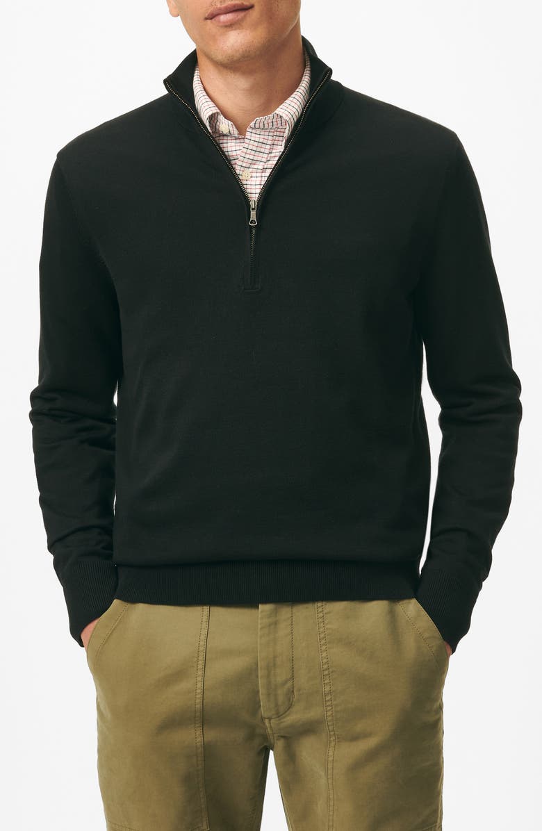 Brooks Brothers Supima<sup>®</sup> Cotton Half Zip Pullover, Main, color, Black