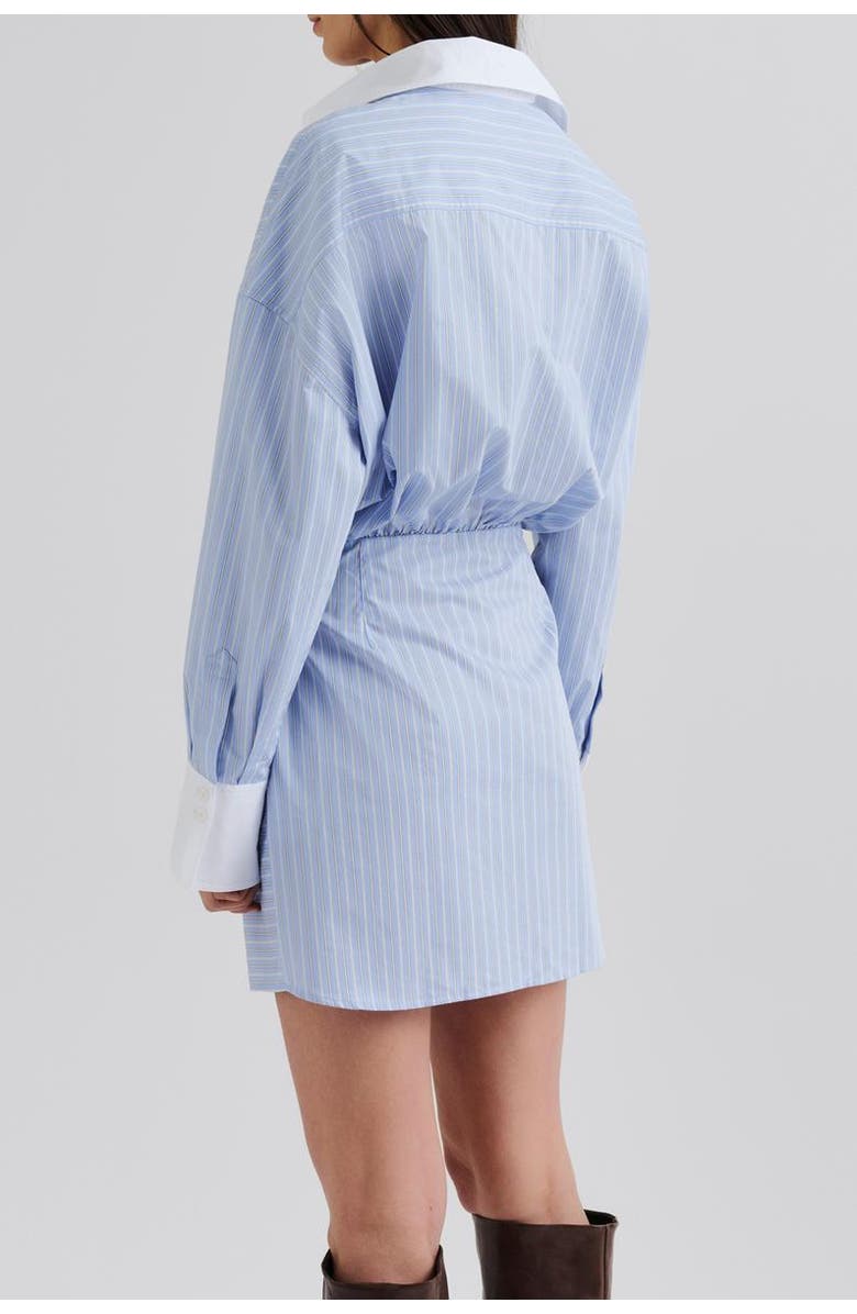 Malina Portea Wrapped Long Sleeve Shirt Dress, Alternate, color, Light Blue Stripe