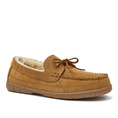 Fuzzy Lined Lace Up Moccasin Slippers