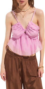 DELUC Bacio Smocked Ruffle Camisole