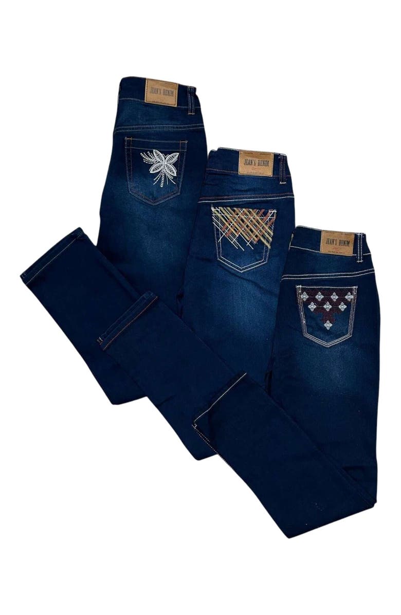 BenBen Women's 3 Pack Embroidered Stretch Fit Jeans, Alternate, color, Multicolor