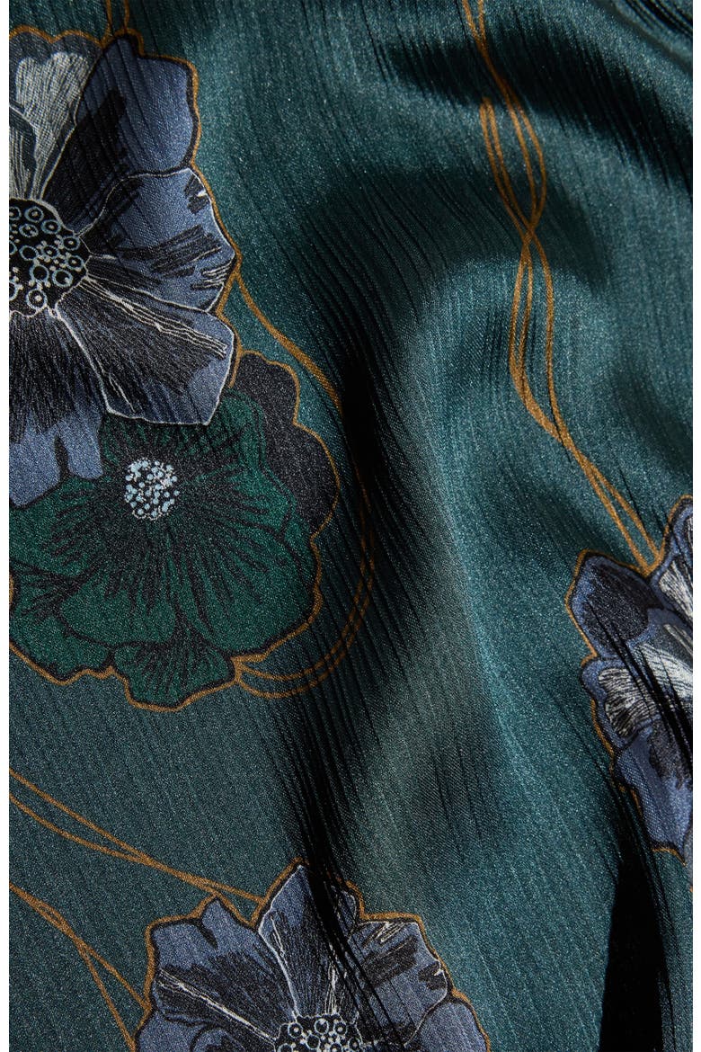 Drake Long Sleeve Printed Shift Dress with Ruffled Skirt, Alternate, color, Steel Teal