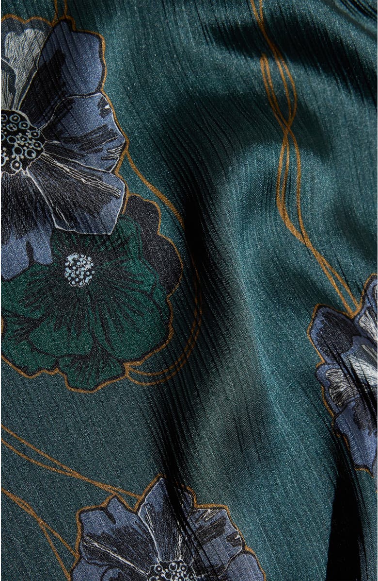 Santorelli Drake Long Sleeve Printed Shift Dress with Ruffled Skirt, Alternate, color, Steel Teal