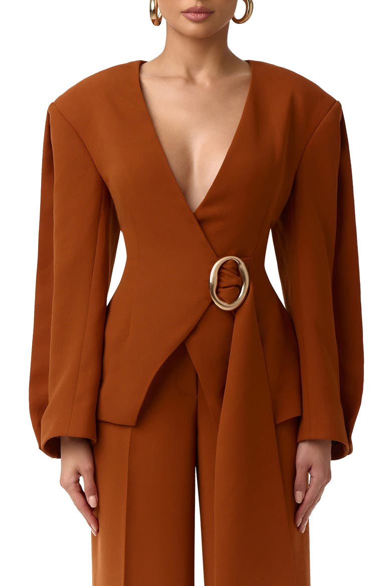 Ring Belted Blazer, Main, color, CARAMEL