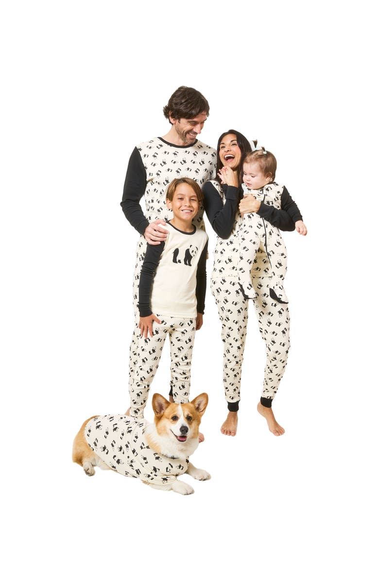 Leveret Footed Printed Cotton Matching Family Pajamas, Animal Kingdom Prints, Alternate, color, Panda