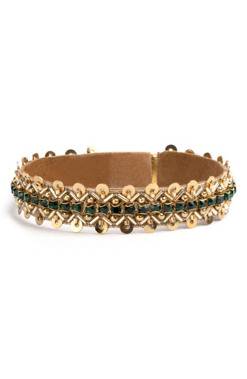 Deepa Gurnani Myrah Beaded Cuff Bracelet in Emerald 