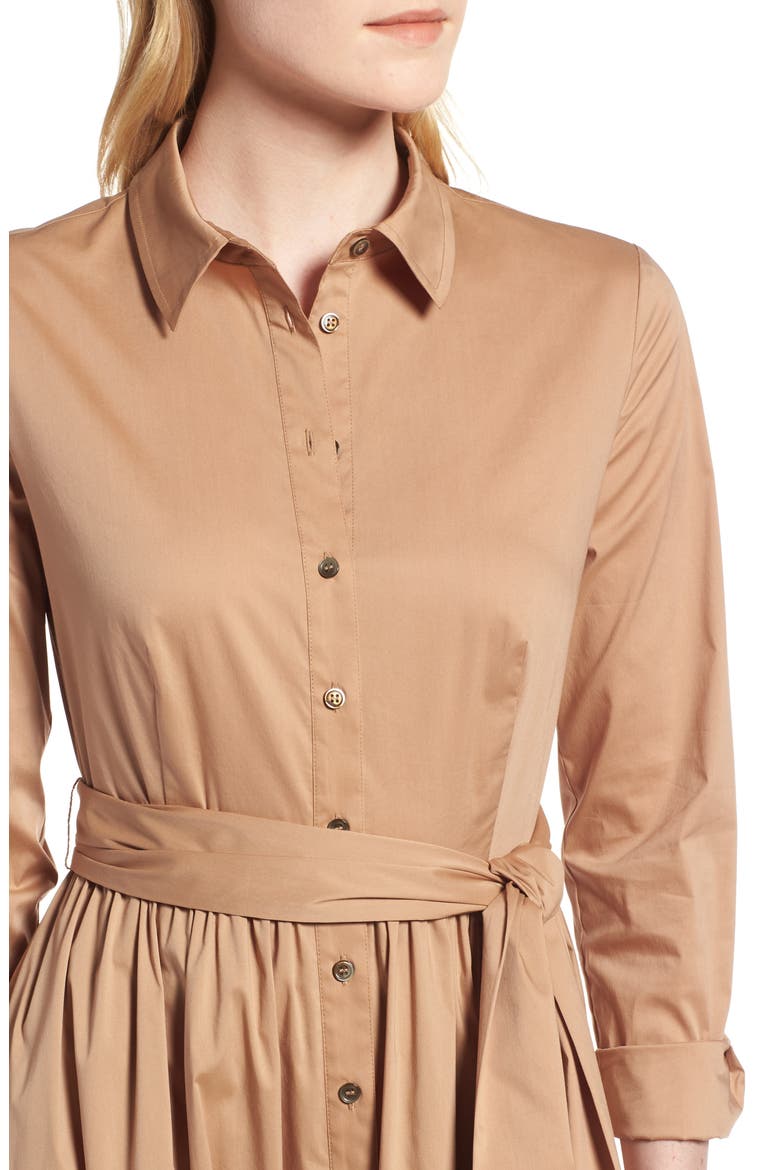 Midi Shirtdress, Alternate, color, TAN TANNIN
