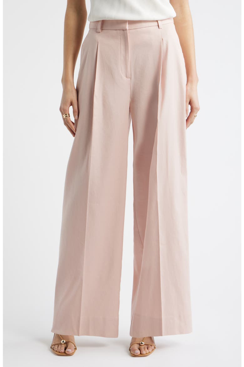 Pleated Linen Blend Wide Leg Pants, Main, color, PINK SMOKE