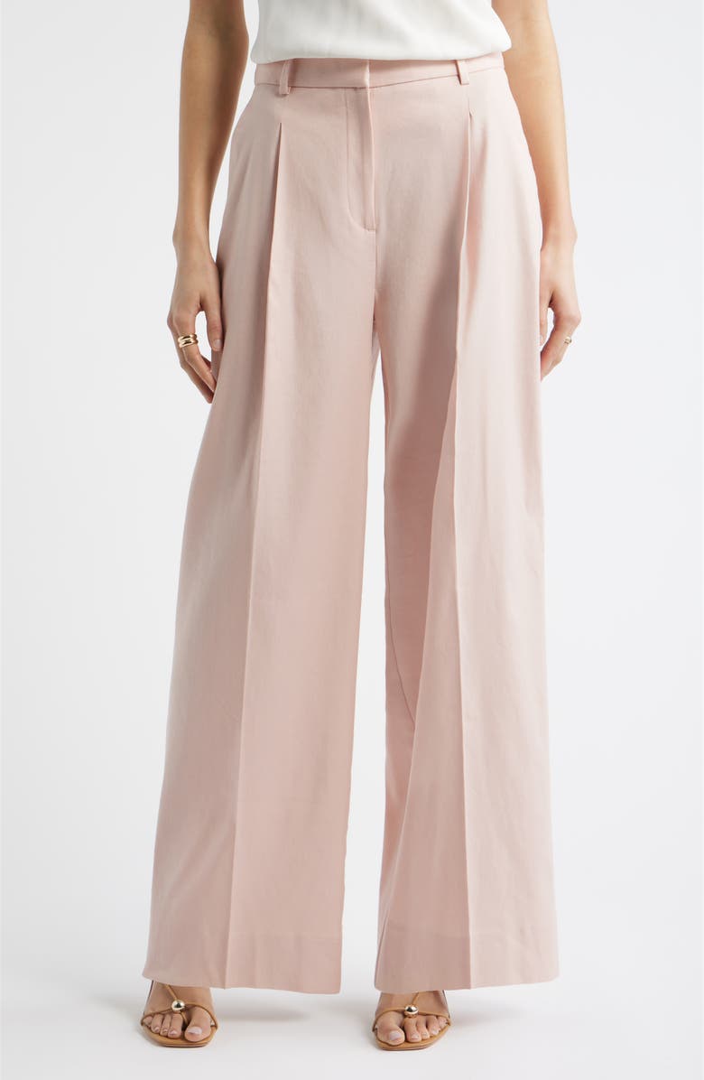 Nordstrom Pleated Linen Blend Wide Leg Pants, Main, color, Pink Smoke