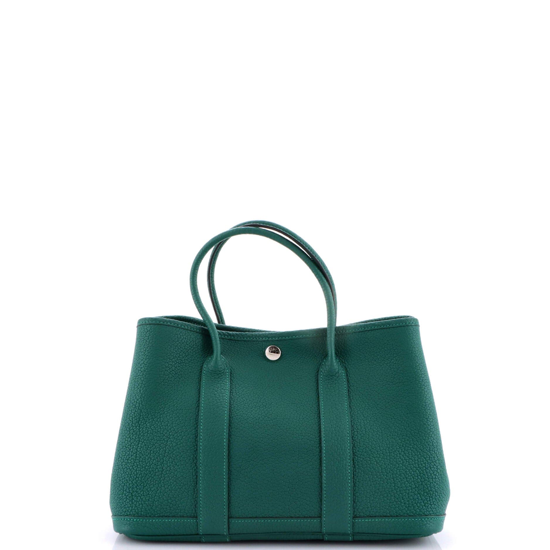 Pre-Owned Hermes Garden Party Tote Leather 30, Alternate, color, Malachite