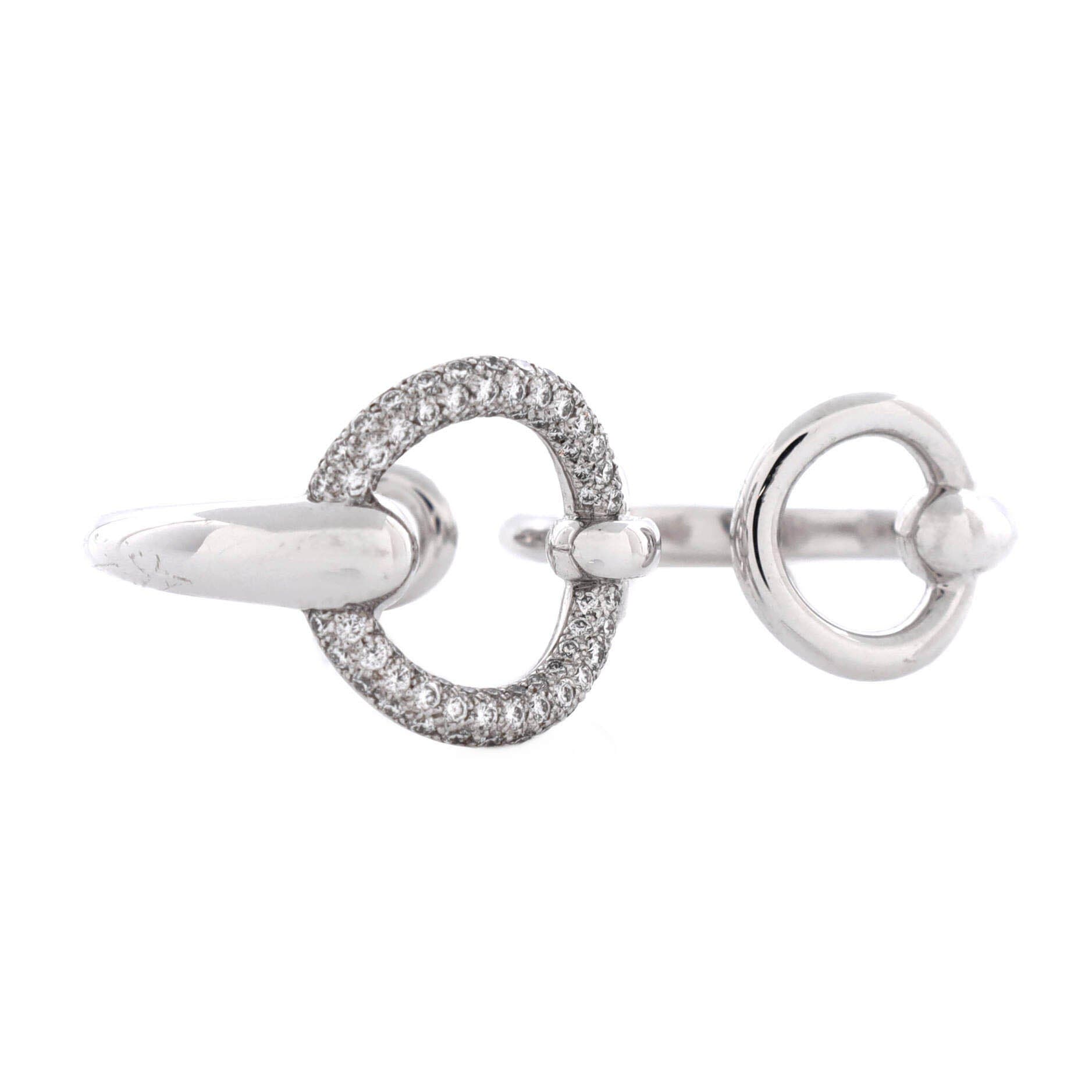 Filet d'Or Double Ring 18K White Gold with Diamonds Large, Alternate, color, Metallic Gold